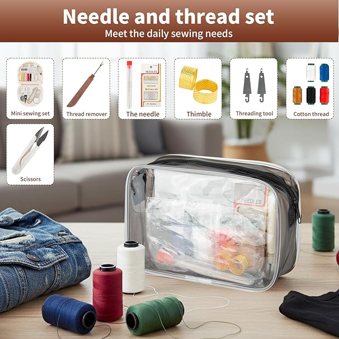 Steel Needles for Hand Sewing, 38PCS Sewing Tool Set, Needles Thread Hand Repair Tools, Stainless Steel Sewing Needle Kit, Big Eye Steel Needle Set, Min Travel Sewing Kit, Portable DIY Handcraft Set