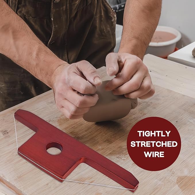 Mowawa Pottery Tools Angle Cutting Clay Trimming Tool for Ceramics and Sculpting, Wooden Handles and Wire Bevel Clay Cutter, Polymer Clay Art Tools for Kids Adults