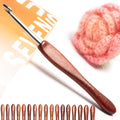 SEVENSUN Mimosa 6.5mm Single Crochet Hook, Available in 0.6mm-6.5mm, Ergonomic Hand Polished Stainless Steel Inline Pointy Wood Handle Crochet Hook for Arthritic Hands, Mother's Day Gifts for Mom