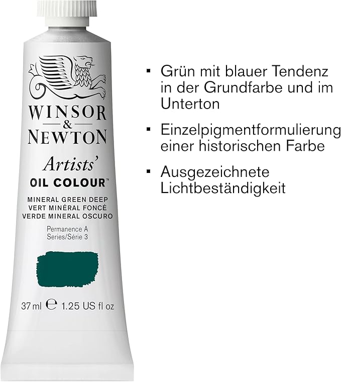 Winsor & Newton Artists' Oil Color, 37ml (1.25 oz) Tube, Mineral Green Deep