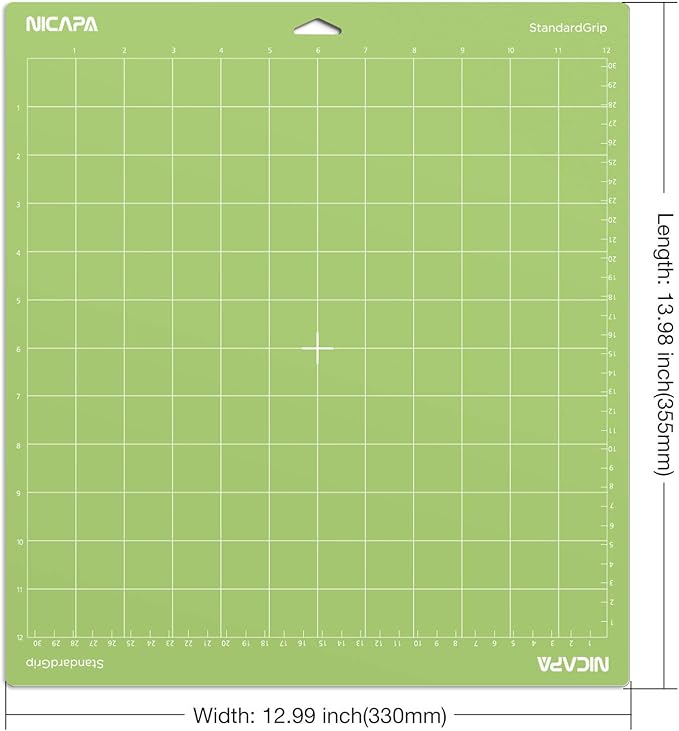 NICAPA StandardGrip Cutting Mat for Cricut, 12x12 inch, 10 Pack, Green, Paper, StandardGrip, Cutting Board, Crafting