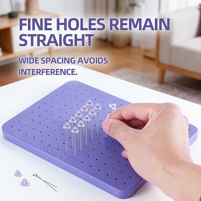 Polymer Clay Mat with 165 Holes,8" x 6" Heat-resistant Silicone Baking Pad,Jewelry Making Tool for Standing Earring Posts and UV Resin Craft,Non-Stick Oven Safe Work Station for Art Clay