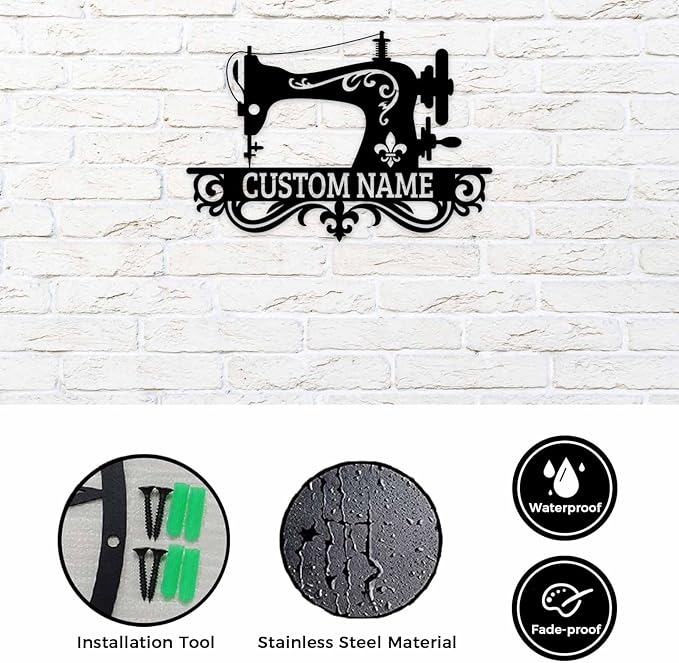 Personalized Sewing Machine Metal Sign, Vintage Quilting Room Craft Room Decor, Quilting Supplies Wall Art, Mother's Day Moms Grandmas Gift, Sewing Gifts for Quilters, Beginners, Sewing-lover