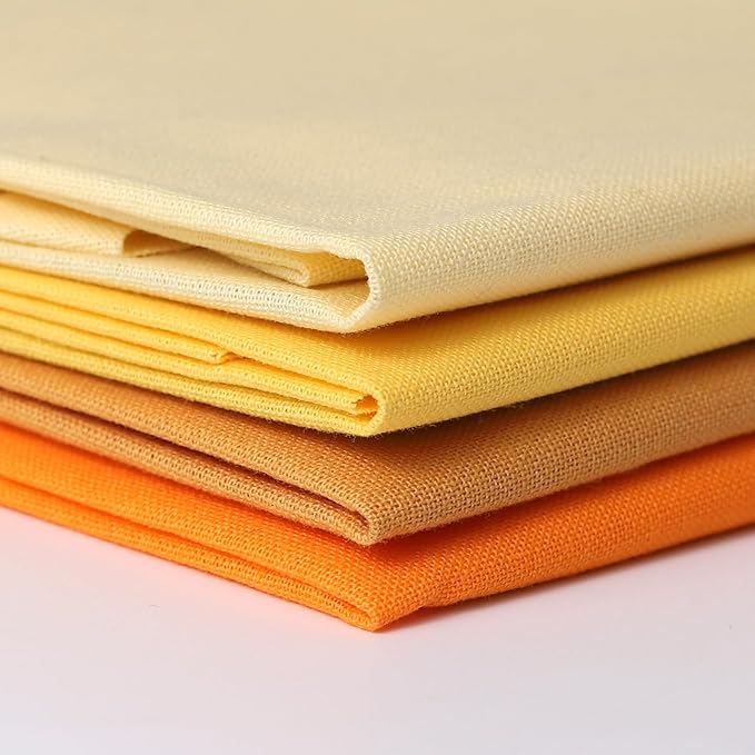 18 * 21inch Cotton Fabric Premium, Solid Precut Fabric Pure Quilting Fat Quarter Bundles Patchwork for Sewing DIY Craft (Orange, 4PCS)