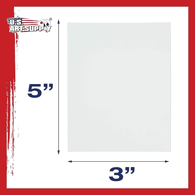 US Art Supply 3 X 5 inch Professional Artist Quality Acid Free Canvas Panel Boards for Painting 12-Pack (1 Full Case of 12 Single Canvas Board Panels)