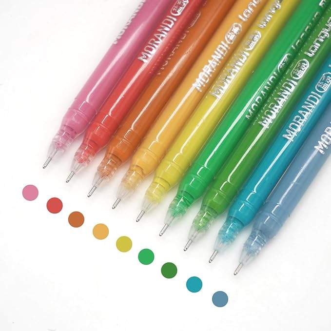 Gel Pens with Fine Point 0.6mm, 9 Colors Drawing Pencils for Adult Coloring Books Smooth Writing Pen Set for Journaling(Morandi Salt)