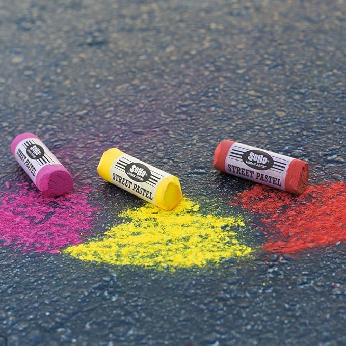 Soho Urban Artist Professional Oil Pastels - Jumbo Street Pastel Pack of 4 White, 1" Diameter, 2.7" Length, Non-Toxic, Brilliant Pigments, Ideal for Pavement, Less Crumbling than Sidewalk Chalk