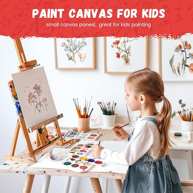 Simetufy 42 Pack 5x7 Inch Small Canvas Boards for Painting, 8oz Pre-Primed Flat Canvas Panels, Acid-Free 100% Cotton for Acrylics Oil Watercolor Paints