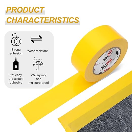 WELSTIK Professional Grade Yellow Duct Tape, Waterproof Duct Cloth Fabric,Duct Tape for Repairs, DIY, Crafts, Indoor Outdoor Use,2 Inch X 45 Yards
