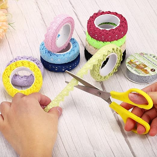 Black Self-Adhesive Lace Washi Tape – 2 Yards Cotton Fabric Ribbon Trim (1.5cm Width),Decorative Crochet Lace Sticky Tape for DIY Crafts,Scrapbooking,Card Making,Wedding Album & Embellishment Projects