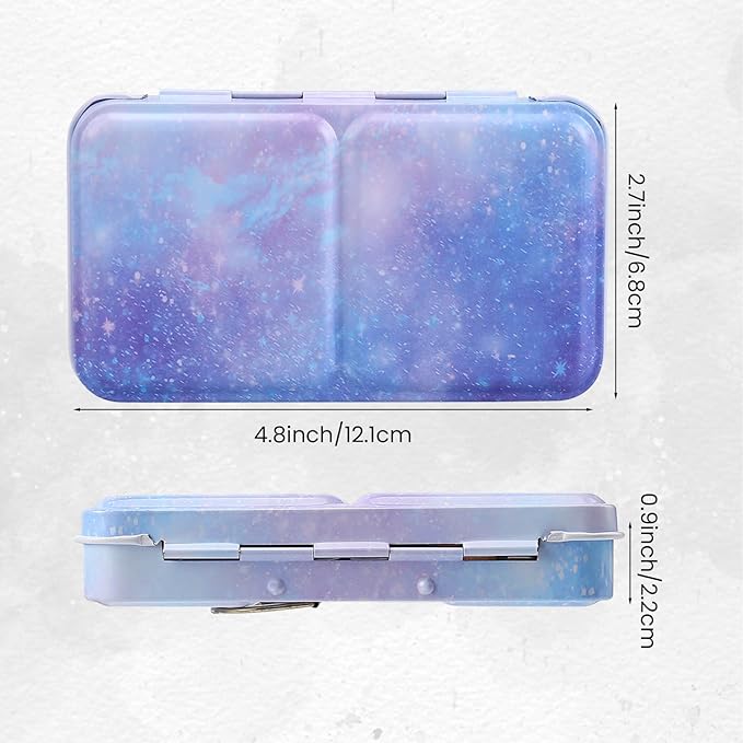Metal Watercolor Palette - Empty with 14 Half Pans - Travel Palette for Gouache, Watercolor, Acrylic Painting - Purple