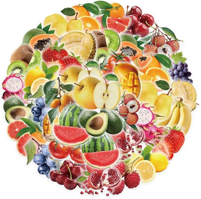 Various Fruit Stickers for Teens Boy Girls Kids|50 Pcs|Waterproof PET Stickers for Laptop Computer Phone Tablet Scrapbook Flasks Water Bottle Bike Notebook Cup,Trendy Decals Pack for Gift(Fruit)
