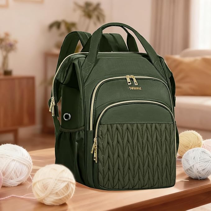 Knitting Bag Backpack, Large Crochet Bag Organizer,Water-resistant Yarn Storage Organizer Tote Bag Yarn Holder for Crochet Hooks, Knitting Needles Supplies