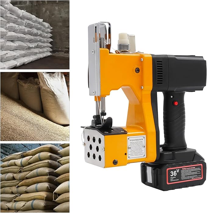 Bag Sewing Machine Cordless Handheld Bag Sealing Closing Machine 210W Electric Bag Stitching Closer Stitcher Packing Machine High Speed for Burlap Sack, Canvas,Feed Sacks,- with Battery, Charger