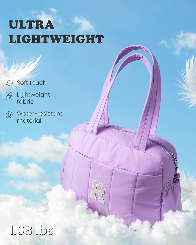 Gifts for 12 Year Old Girl-Gifts for Daughter-Initial Duffle Bag, Carry On Bags for Women，Overnight Bag with Wet Pocket，Lightweight Travel Bags Personalized Gym Tote with Makeup Pouch