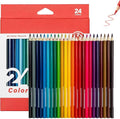 24 Colored Pencils Set – Soft Core, Pre-Sharpened, Break-Resistant – Ideal for Coloring Books, Drawing, Sketching, School Art Supplies (Classic Colors)