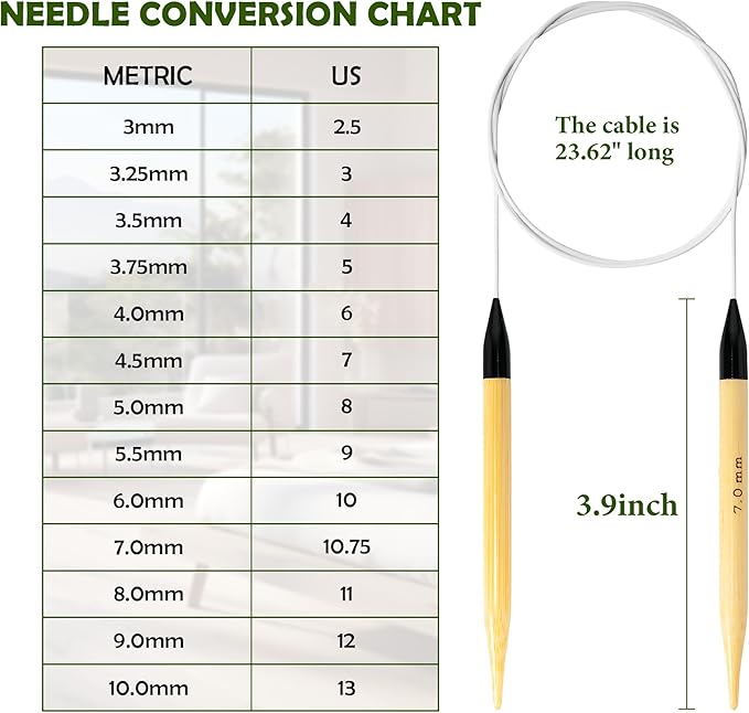 Froggod Bamboo Circular Knitting Needles Size 10.75 – 3.15-inch Bamboo Knitting Needle Tips, 31.5-inch Total Length, Lightweight Wooden Needles
