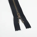 4# 8" Metal Zipper for Jeans Antique Brass Zipper 8 inch Close End Jeans Zippers 6pcs,(Black-Brass)