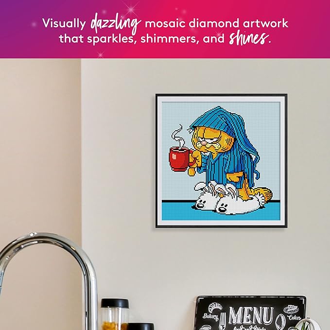 DIAMOND ART CLUB Sleepy and Grumpy Cat Diamond Painting Kit, Fun DIY Crafts for Adults, Square Diamond Art Canvas, 13" x 13"