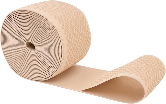 Mandala Crafts 3 Inch Elastic Silicone Gripper Tape for Clothing - 5 Yds Dotted Non Slip Elastic Band for Sewing - Nude Silicone Flat Fabric Stretchy Ribbon Straps