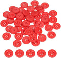 HARFINGTON 50pcs Sewing Button 23mm (7/8 Inch) 4 Holes Resin Thickened Round Crafting Replacement Buttons for Clothing DIY Crafts Decoration, Red