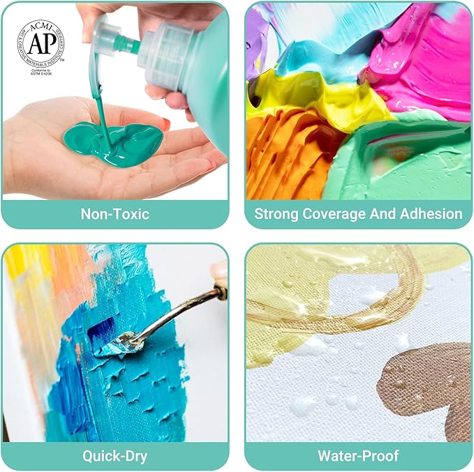 Falling in Art Viridian Green Acrylic Paint, Large 67.6Oz Premium Pouring Acrylic Paint, Perfect for Canvas, Wood, Ceramic, and More