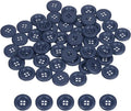 HARFINGTON 50pcs Sewing Button 15mm (5/8 Inch) 4 Holes Resin Thickened Round Crafting Replacement Buttons for Clothing DIY Crafts Decoration, Dark Blue
