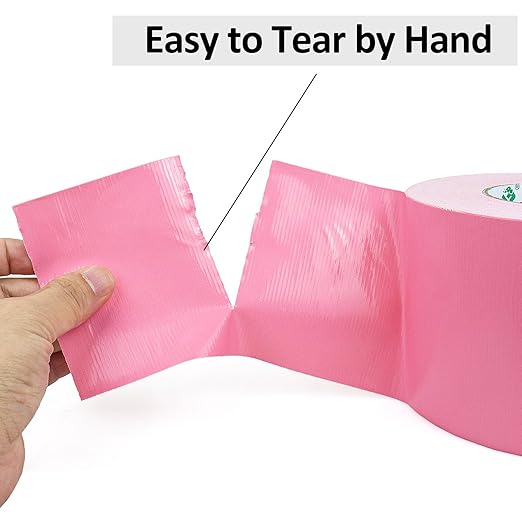 BOMEI PACK 4inch Wide Pink Duct Tape, Heavy Duty Strong Waterproof Industrial Color Duct Tape 9.0mil x 4inch x 60yds for Packing and Repairing