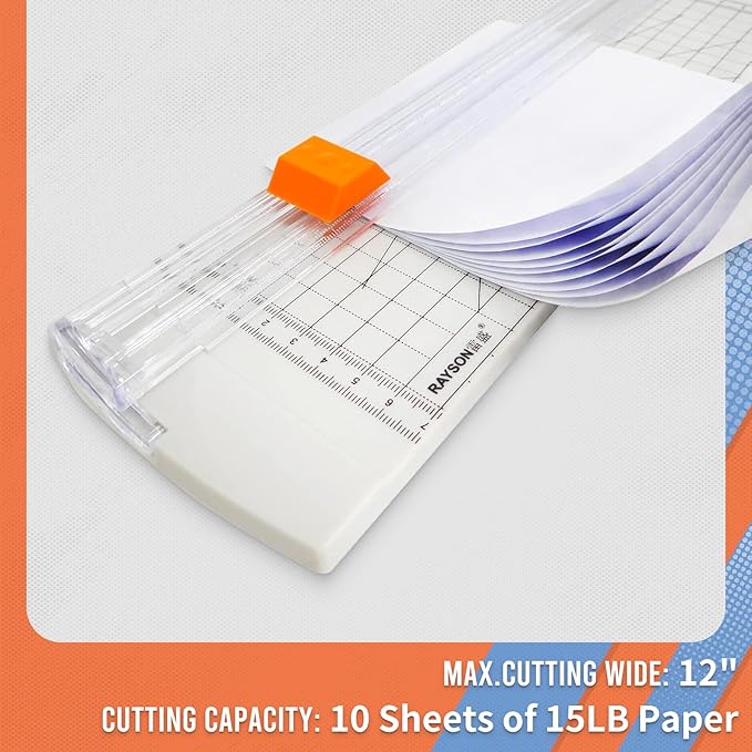 Rayson RC4000W-US Paper Cutter Trimmer, A4 Size (12 inch) Paper Cutter for Coupon, Craft Paper and Photos (White)