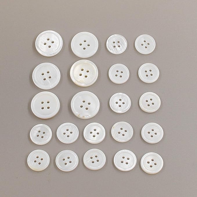 22 Pieces Genuine White Mother of Pearl Blazer Buttons Suit Buttons Set 20mm 15mm Natural White MOP Shell Buttons Bulk for Men Leekayer