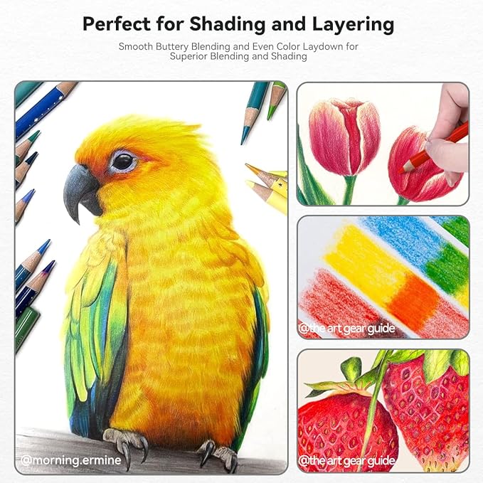Arrtx 72 Colored Pencils for Adult Coloring Drawing Blending Shading Sketching Painting, Soft Core Coloring Pencils Art Craft Supplies, Premium Color Pencils Set for Artists Adults