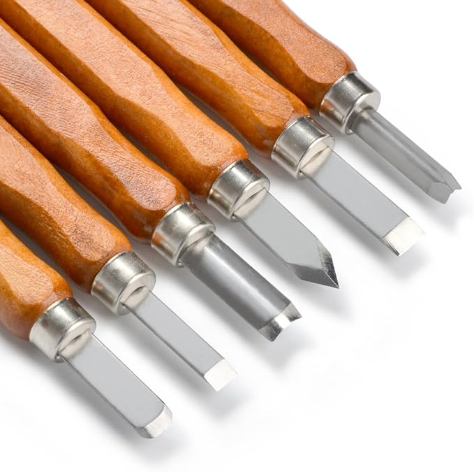 TIMESETL 17Pack Small Wood Carving Set, 12pcs Wood Carving Tools SK2 Carbon Steel + 4pcs Whetstone + 1pcs Storage Case for Beginners DIY Woodworking Sculpting Whittling with Safety Cap
