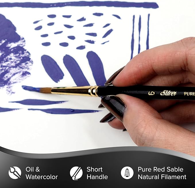 Silver Brush Limited 7100S Renaissance Round Brush for Watercolor and Oil, Size 2, Short Handle