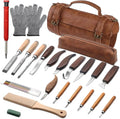 23PCS Wood Carving Kit - Whittling Knife Set with PU Leather Storage Bag, Wood Carving Knives, Detail Knives, Safety Gloves, and Leather Strop for Beginners & Experts