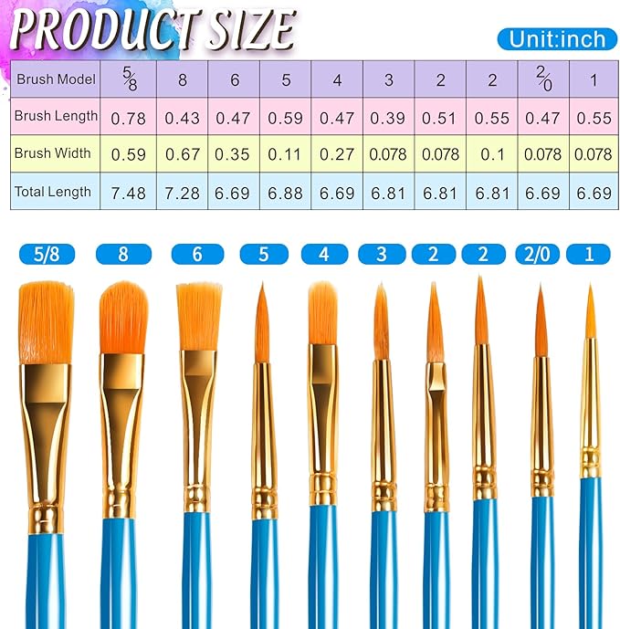 FANDAMEI Paint Brushes & Round Paint Palette Set, Paintbrushes, Synthetic Paint Brush, Brushes for Painting, Plastic Paint Tray Palettes, Paint Brushes for Acrylic Painting, Watercolor, Rock Painting