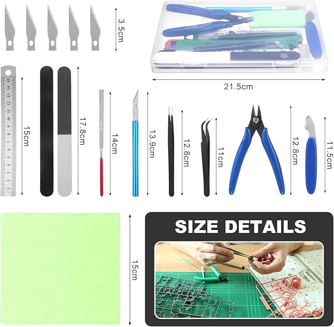 Fippy 11PCS Model Kit Tools, Gundam Model Tool Kit, Hobby Building Tools Kit for Gundam Basic Model Assembling, Building and Repairing