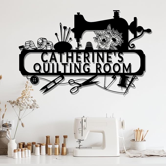 Custom Sewing Room Sign, Personalized Metal Quilting Sign, Sewing Room Decor, Sewing Machine Sign, She Shed Craft Room Decor, Personalized Sewing Gift For Sewing Lovers, Gift for Mom