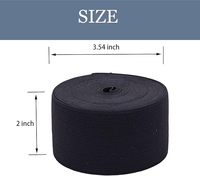 XKDOUS Elastic Band for Sewing, 2 Inch 7 Yards Black Knit Elastic Bands for Sewing Waistband Clothes and Pants Waist, High Elasticity