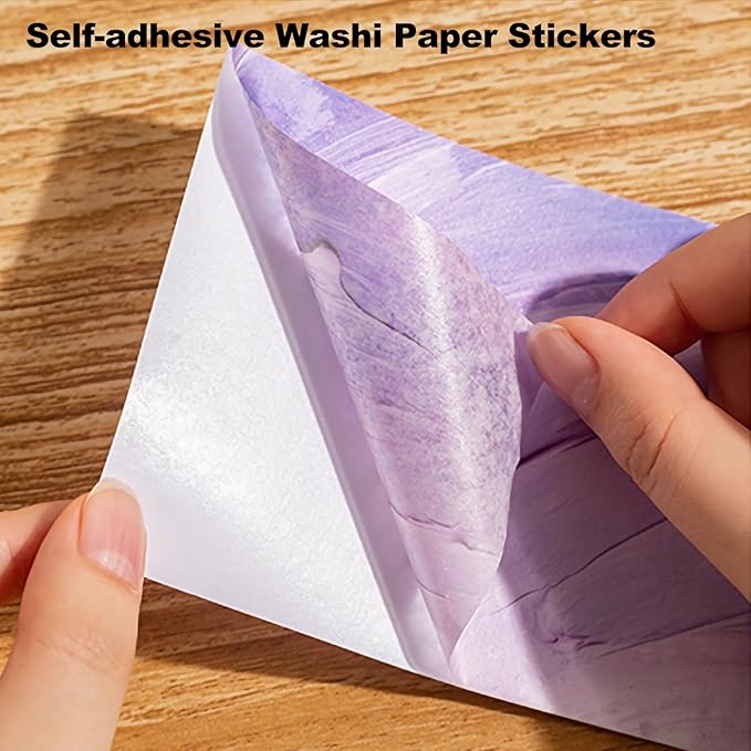 60 Sheets Oil Painting Washi Stickers – Flat Printed Abstract Designs on Self-Adhesive Writable Paper with Smooth Matte Finish for Scrapbook, Journaling & DIY Collage