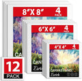 ESRICH Canvas Boards for Painting 12 Pack Canvas for Painting 4x4, 6x6, 8x8 Blank Canvases for Painting-Cotton Primed Painting Canvas Panels for Acrylic, Oil, Gouache & Tempera.