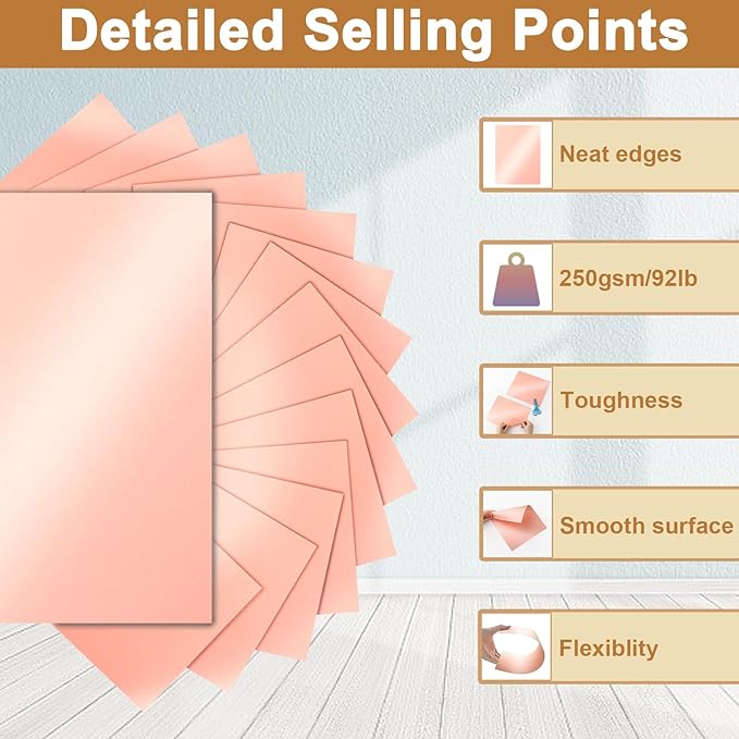 28 Sheets Pink Shimmer Cardstock 8.5 x 11 Craft Paper, 92lb Premium Glossy Paper Card Stock for DIY Cards Making, Anniversaries, Wedding Invitations, Greeting Cards