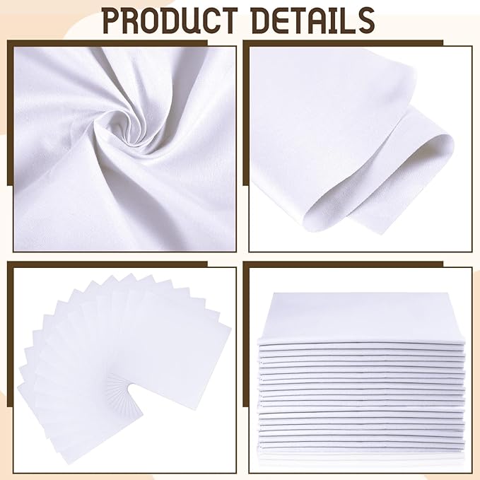 Breling 20 Pcs 10 x 10 Inch Cotton Fabric Bundle Squares Precut Fabric Squares for Sewing Making Quilts for Craft Lovers (One Size,White)