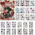 Washi Stickers for Scrapbook, 24 Sheets Goth Sticker Book for Journaling, Dark Aesthetic Pre-Cut Stickers Book for Junk Journal Supplies Collage DIY Crafts Phone Cases Adult