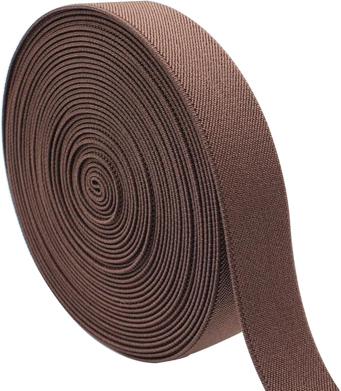 Sewing Elastic Band 1-Inch by 5-Yard Brown Colored Double-Side Twill Woven Elastic