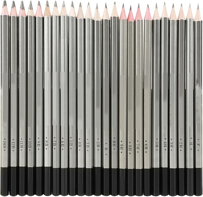 24pcs Graphite Pencils, Drawing Pencils Set, Drawing Pencils 2B 4B 6B B 3B 5B 7B 8B 9B 10B 11B 12B 14B 9H 8H 7H 6H 5H 4H 2H H HB