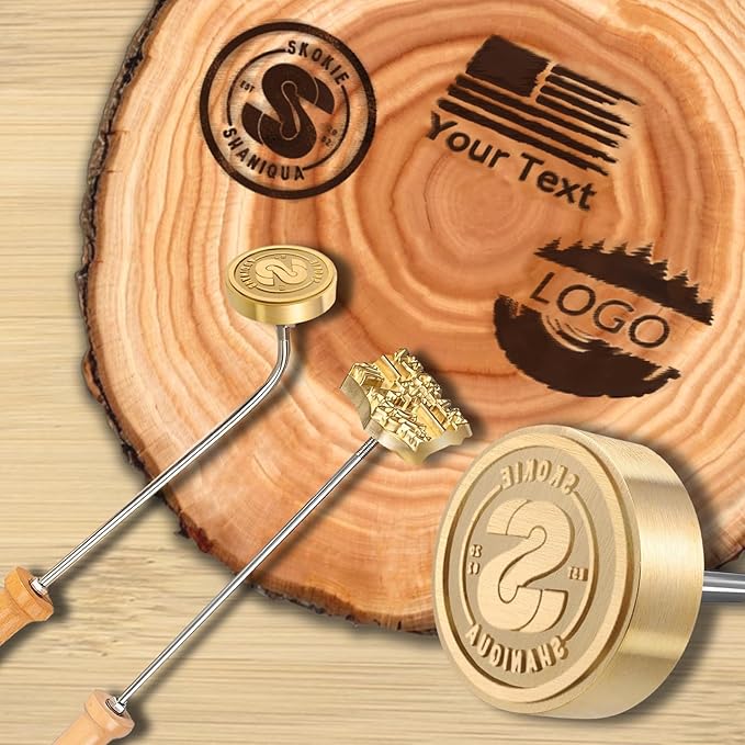 Custom Wood Branding Iron Personalized - Make Your Logo Metal Branding Iron for Wood Burning Stamp Leather Meat Paper Plastic Burger Bun, Handcrafted Design Weddings Stamps
