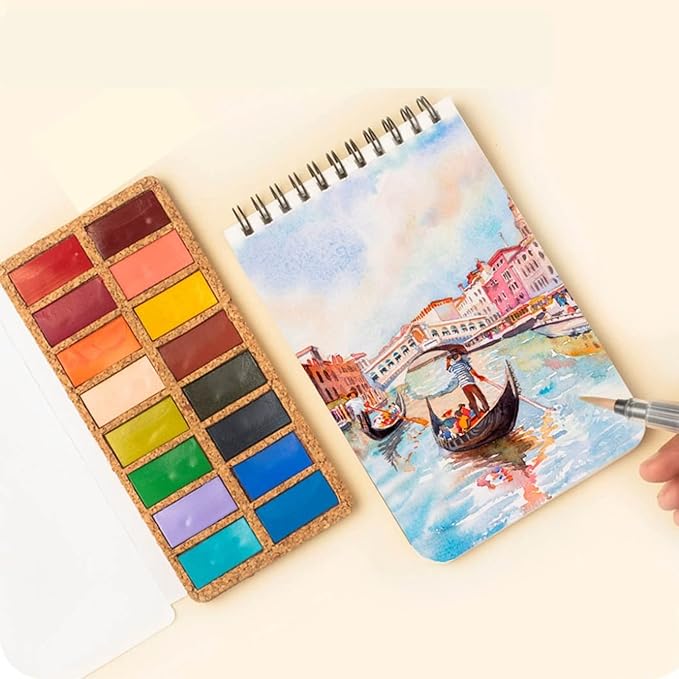 Viviva Colors Travel Watercolor Paint Set - Spring 16 Watercolor Paints for Adults, Beginners, Artists, Hobbyists - Lightfast, Vibrant, Handmade & Portable Watercolor Kit with Mixing Palette