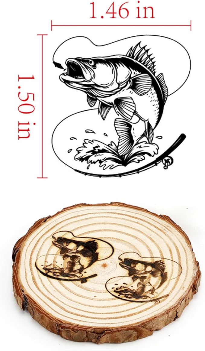 Bass Fishing Branding Iron Stamp, 1 1/2" Wood Branding Iron Personalized Logo for Meat, Burger, Wood, Hats with Full Set Tools