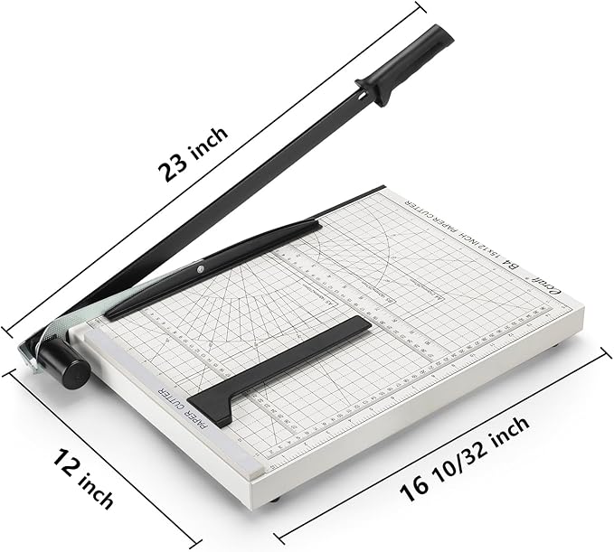 Ecraft 15" Guillotine Paper Cutter : Heavy-Duty Steel Base, 15-Sheet Capacity, Automatic Clamp, Safety Lock & Magnetic Guide - Precision Paper Trimmer for Office and Crafts