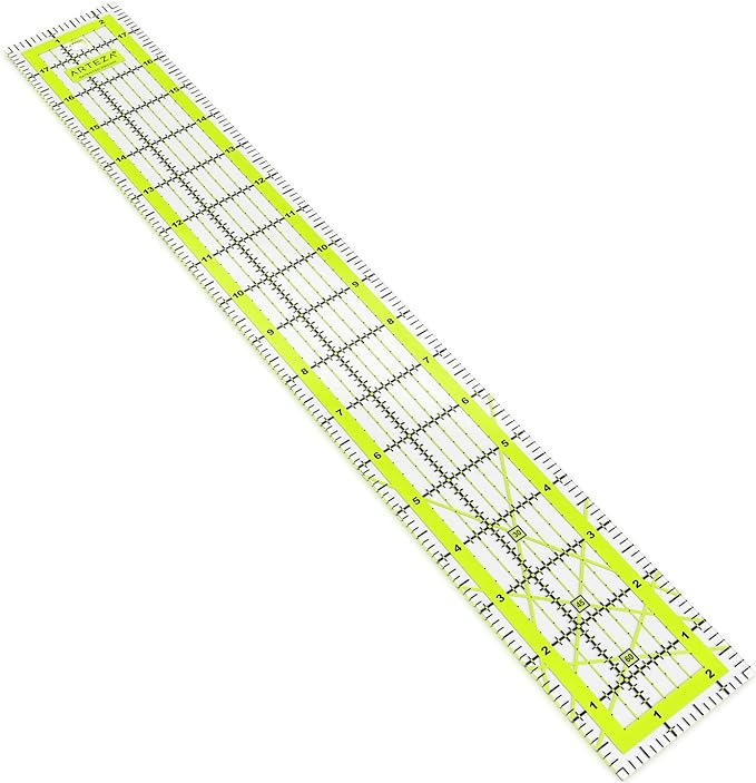 ARTEZA Quilting Ruler – 2.5" x 18" Acrylic Sewing Ruler with Laser-Cut Edges and Dual-Color Grid Lines for Precision Fabric Cutting, Quilting & Patchwork
